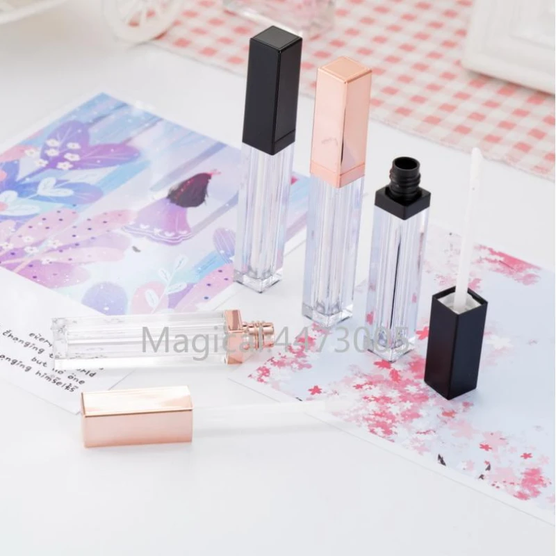 

5ML Rose Gold Lip Gloss Container Plastic Empty Liquid Lipstick Storage Bottle Lip Gloss Tube Black Lipgloss Botte