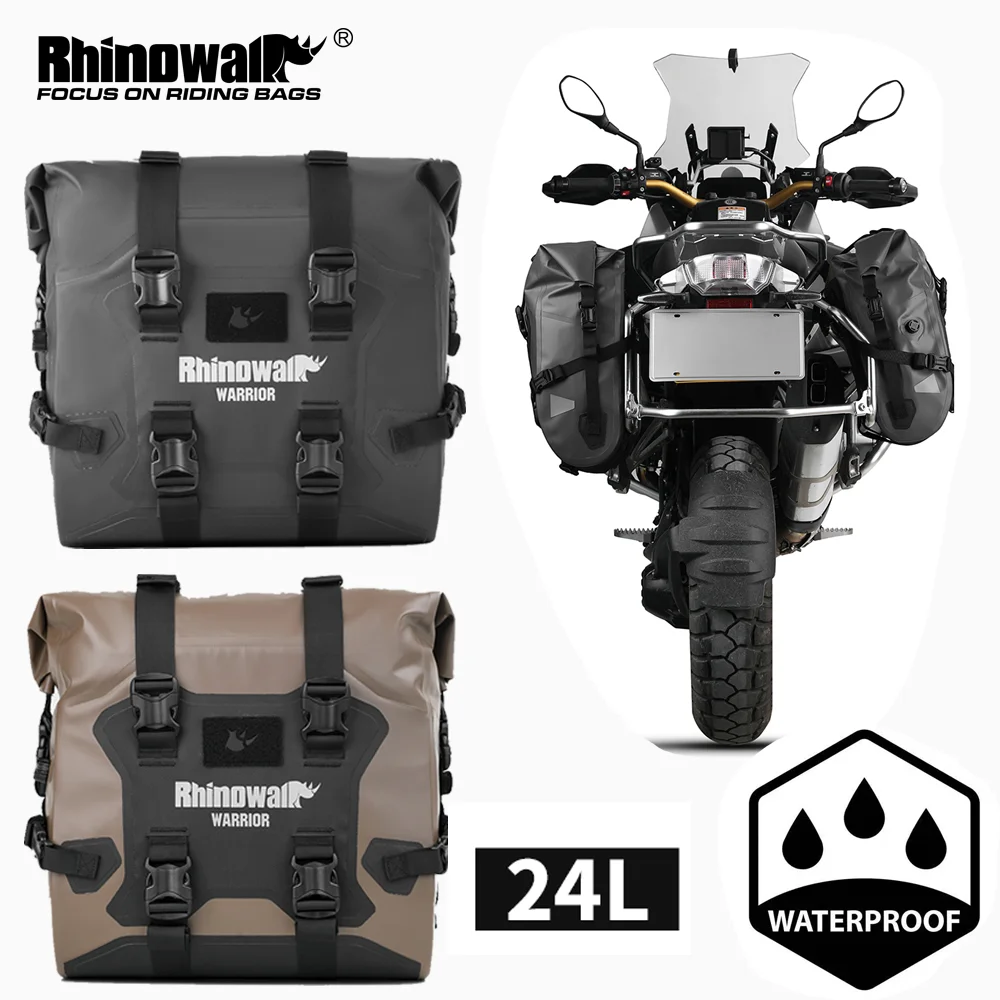 Rhinowalk Motorcycle Side Bag Saddlebag 24L Waterproof 1 Or 2 PIece Motor Quick Release Storage Bag With Support Board Air Valve