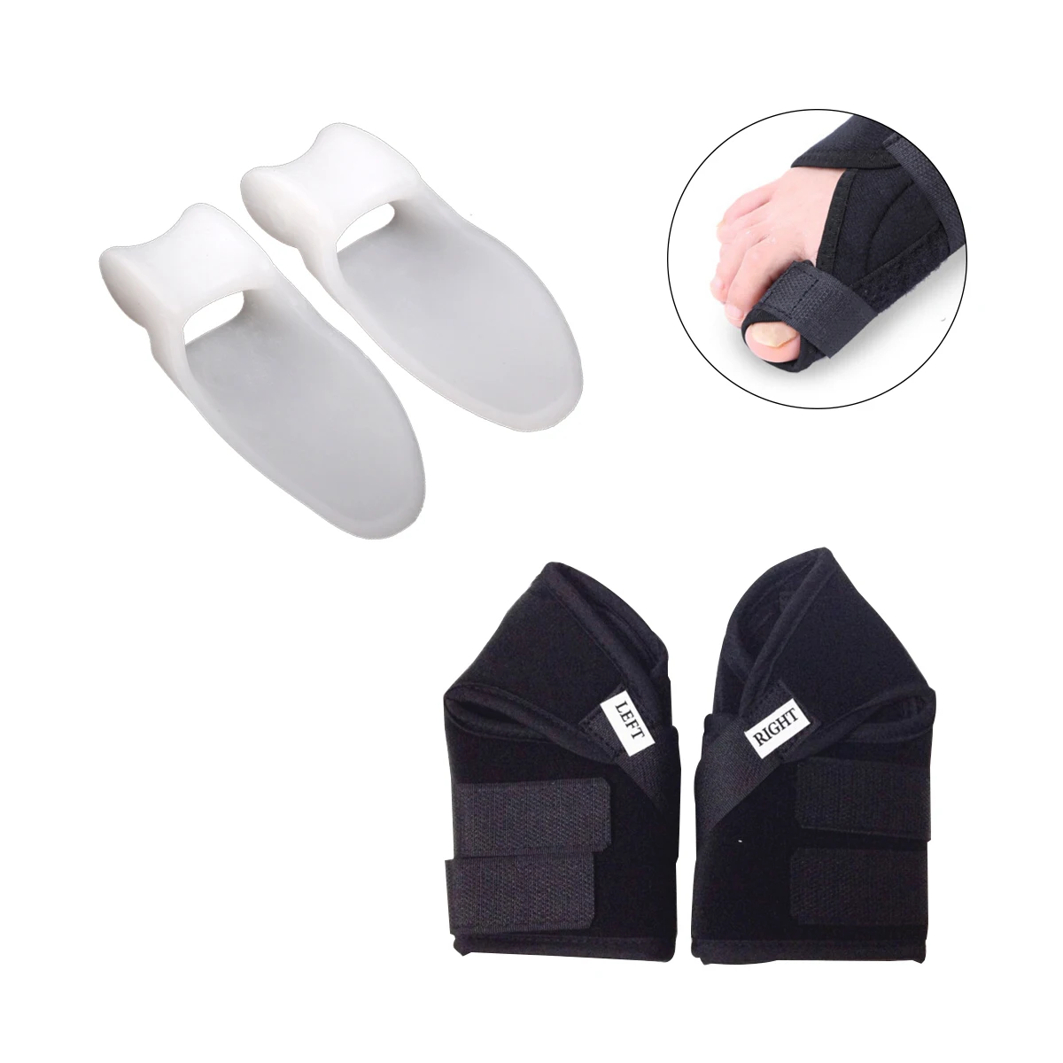 

Pair Rapid Treatment Night Time Bunion Orthopedic Splints + Pair Toe Spacer Hallux Bunion Pads