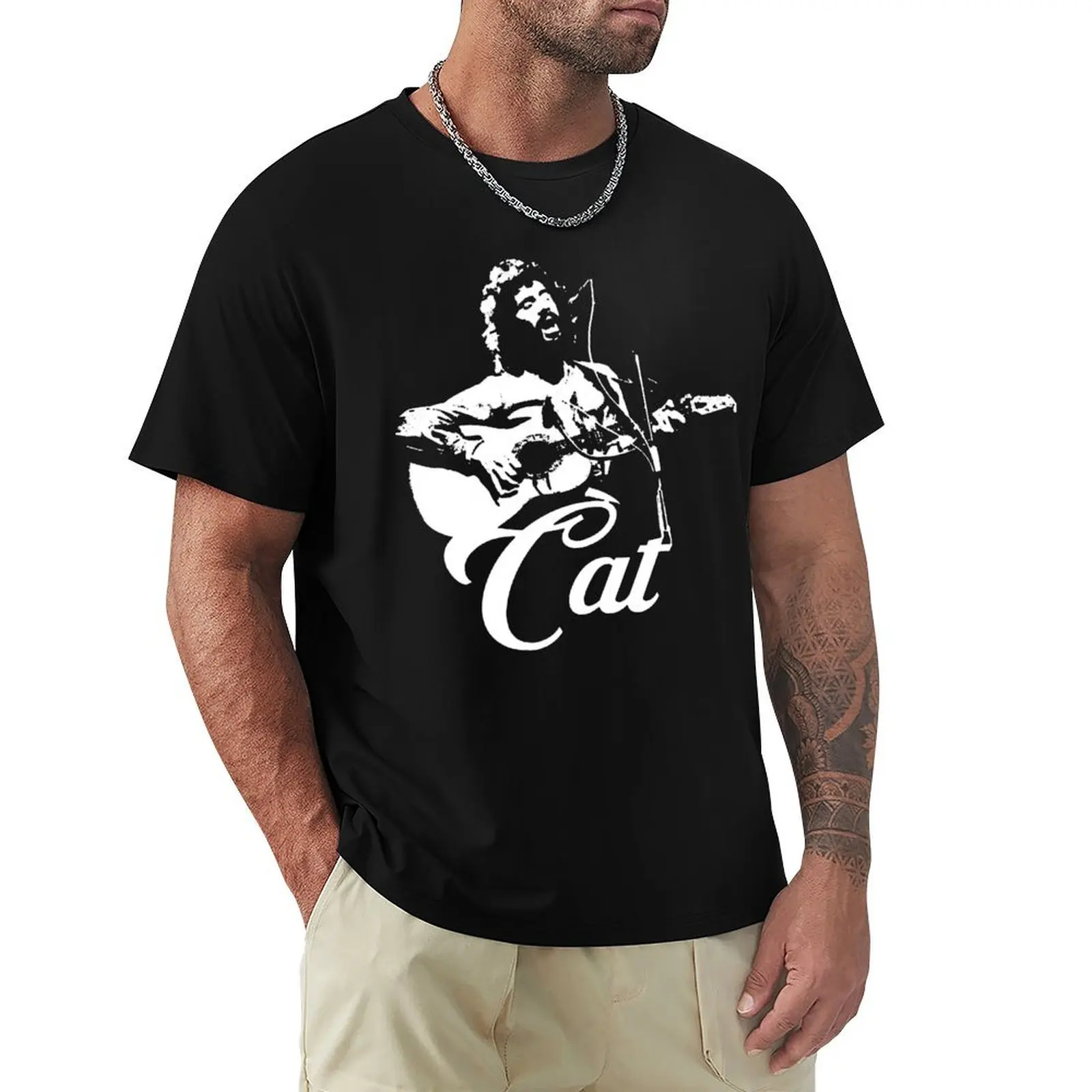 Cat Stevens - White Stencil T-Shirt man t shirts graphic T-Shirt