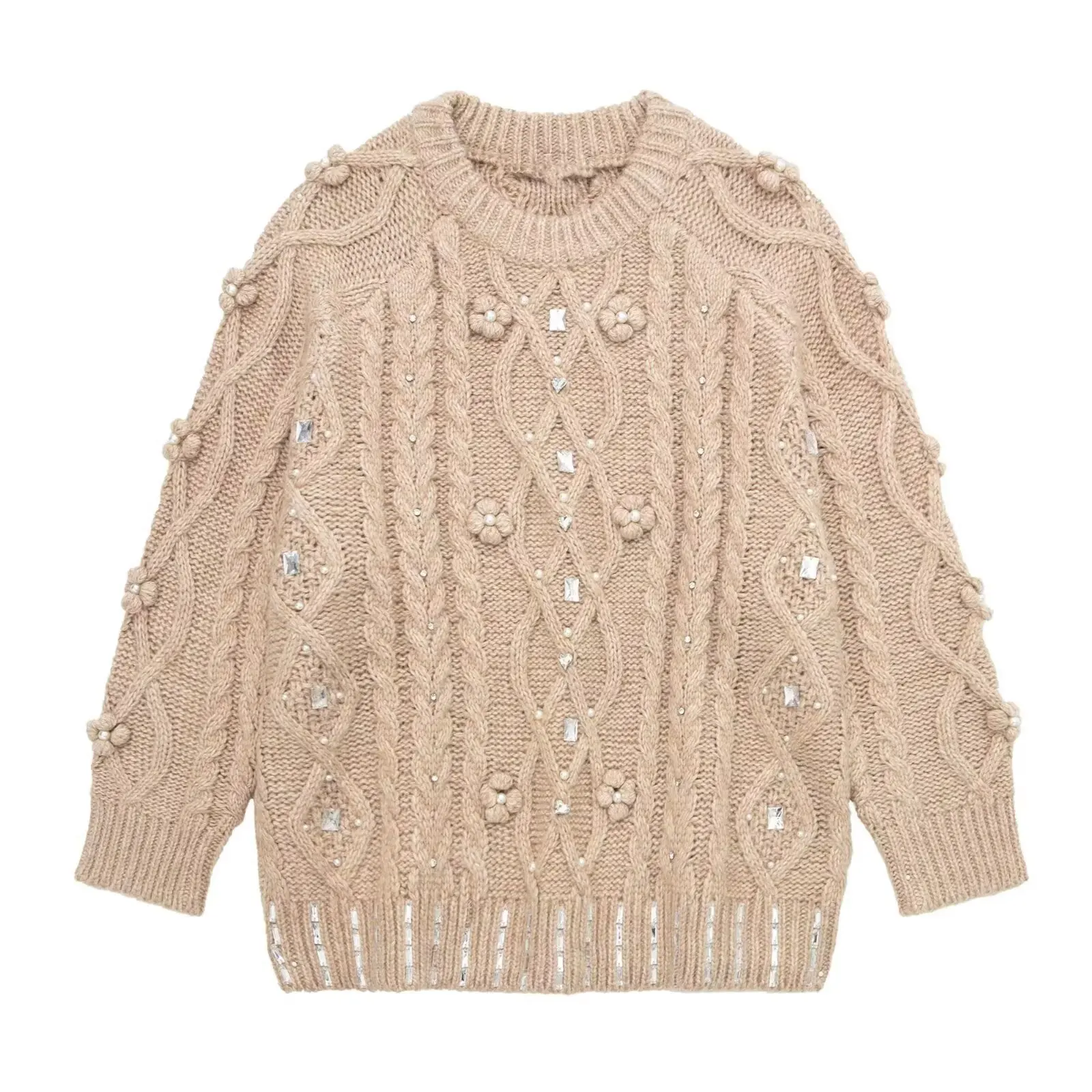 Pearl trimmed knitwear for women sweater