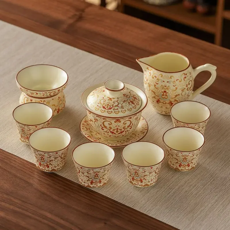 DSA complete tea set, ceramic teapot, kung fu teacup, high-end gifts for elders in a gift box