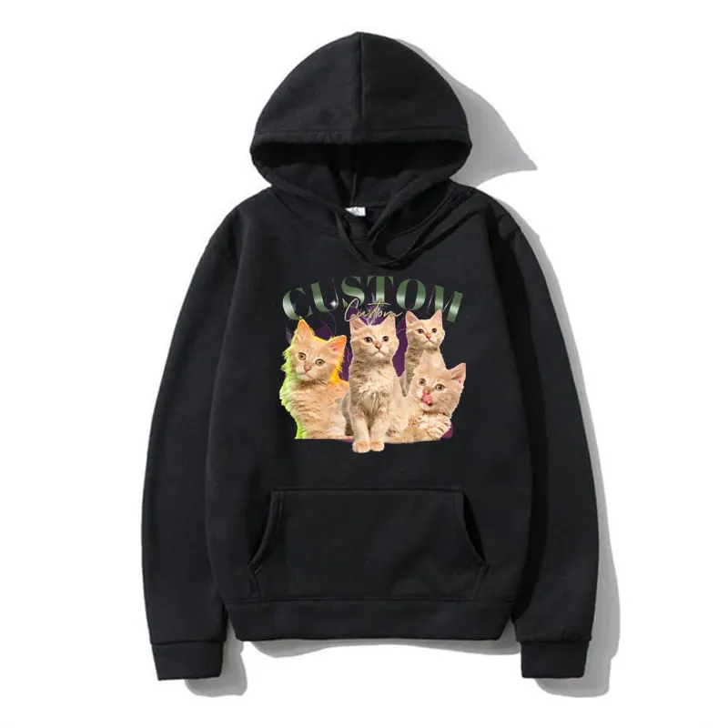 Funny Custom Bootleg Rap Cat Print Hoodie Men Women Hip Hop Sweatshirt Fashion Oversized Pullover Fall and Winter Fleece Hoodies