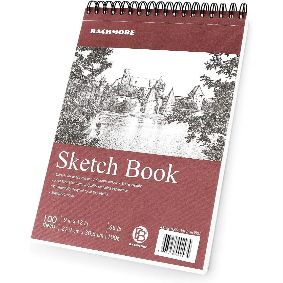 

Sketchpad 9x12 Inch 100 Sheets Spiral Bound Sketch Book for Artist with Hard Cover for Drawing, Marker, Colored Pencil, Charcoal