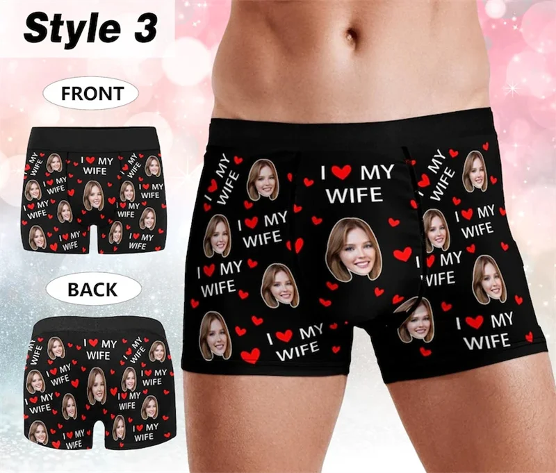 Personalize Boxer with Face, Custom Photo Man\'s Underwear, Gift for Man, Boyfriend Anniversary/Birthday/Wedding Gifts