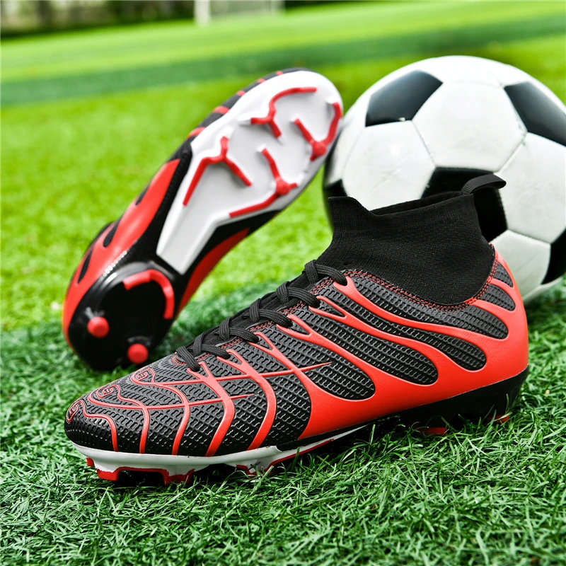 

2024 Men's Soccer Shoes Large Size Ultralight Football Boots Boys Sneakers Non-Slip AG/TF Soccer Cleats Ankle Boots Unisex