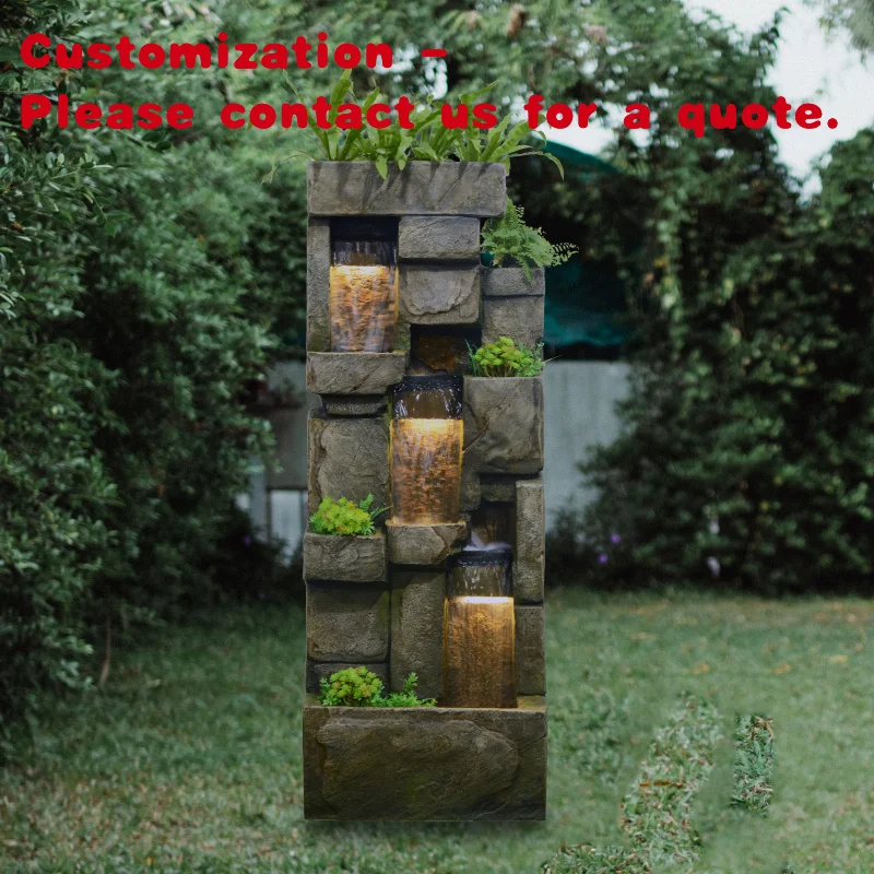 

custom.Best Selling Products 2023 Outdoor 143cm Height Feature Outdoor Fountain Waterfall Rain Curtain Fountain Garden Wat
