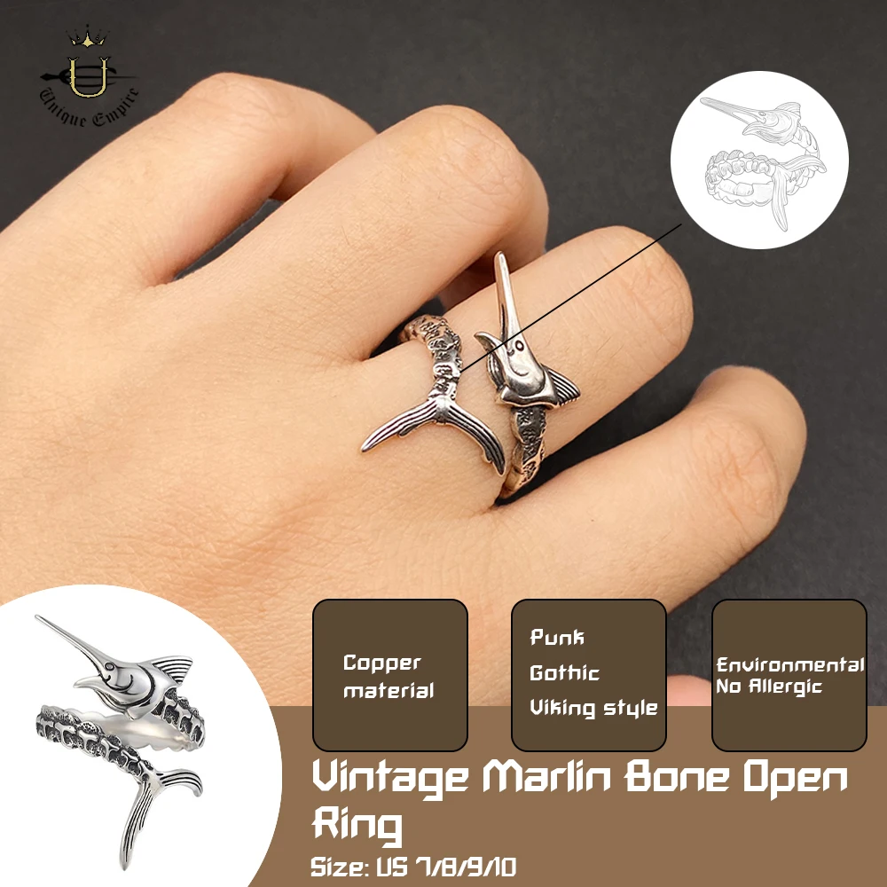 Adjustable Art Deco Fishbone Ring Vintage Retro Statement Ring for Women Men Cocktail Party Jewelry Fashion Gift