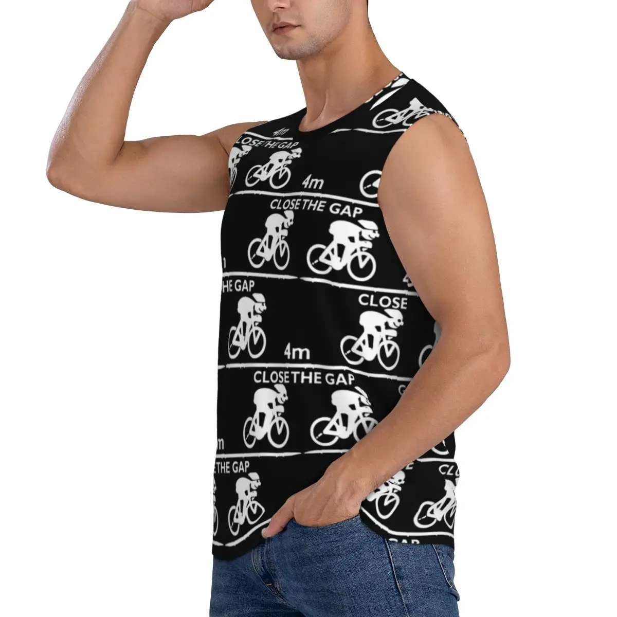 Zwift Close The Gap Men Sleeveless Tank Tops Quick Dry Breathable Gym Fitness Running Summer Casual Sport Vest