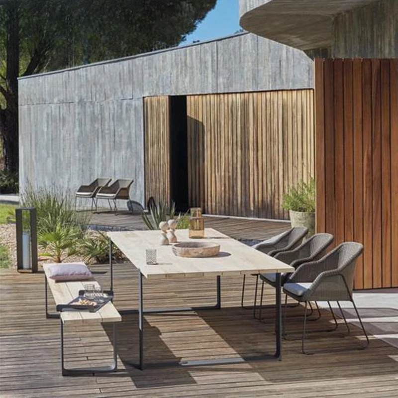 Rattan chair indoor balcony sofa courtyard villa imitation rattan weaving table and chair outdoor open-air cafe furniture sun pr