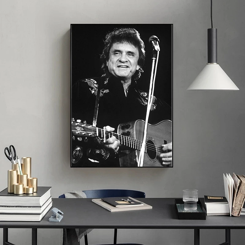 Retro Johnny Cash Rock Band Star Posters and Prints Wall Art Pictures Canvas Painting Wall Pictures for Living Room Home Decor