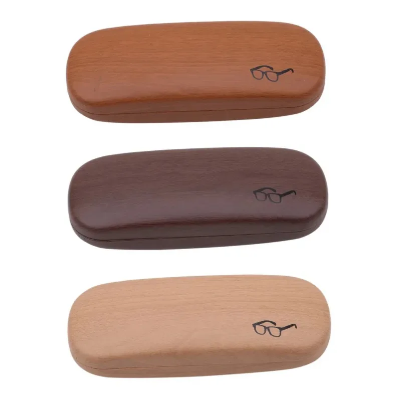 1Pcs Unisex Wood Grain Hard Eyeglass Holder Metal Reading Glasses Case PU Leather Eyewear Box
