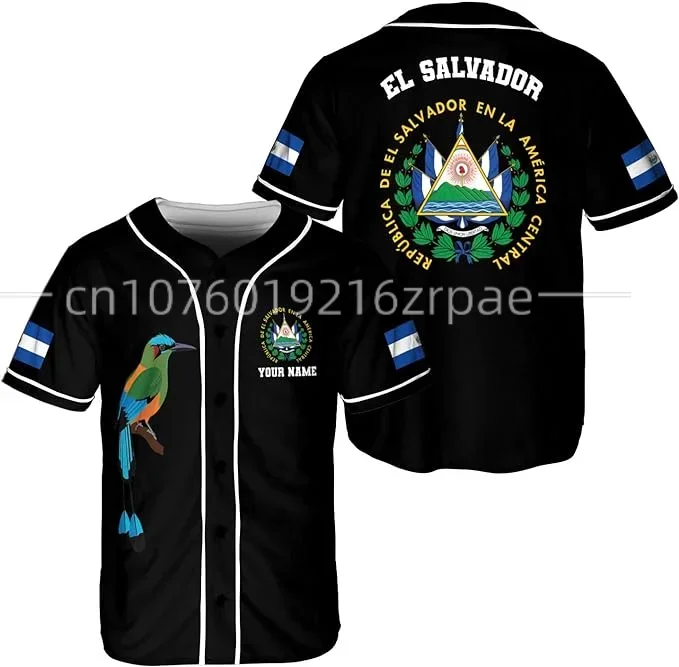 New El Salvador Custom Name Baseball Shirt Jersey Summer New Fashion 3DPrint Funny Beach Short Sleeve Sport Casual