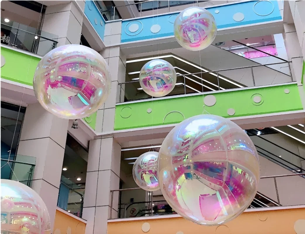 6 Stück Riesige Aufblasbare Spiegelkugeln Hängende Reflektierende Ballons Gold/Silber für Einkaufszentren, Veranstaltungen, Hochzeiten, Bühnendekorationen – Detail 8