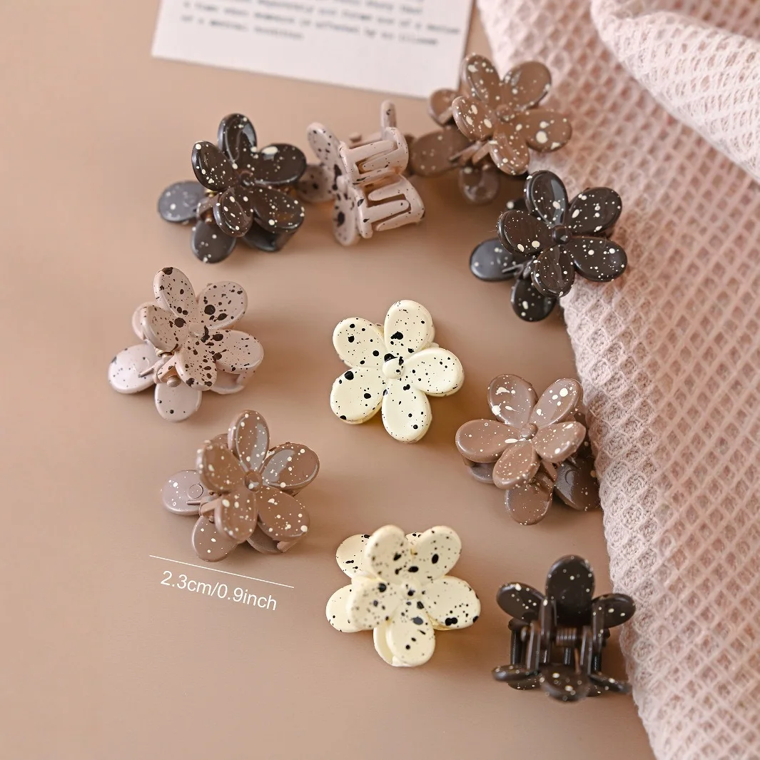 10 Buah Klip Cakar Rambut Bunga Mini Titik Campuran Warna Manis Klip Rambut Poni Rambut Klip Samping Jepit Rambut Jepit Rambut Aksesori Rambut