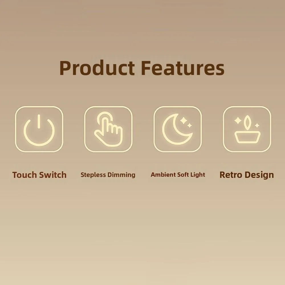 Modern Dimmable Candle Shape Light Touch Control Soft Light LED Atmosphere Lamp Romantic Creative Bedside Lamp Interior Lighting