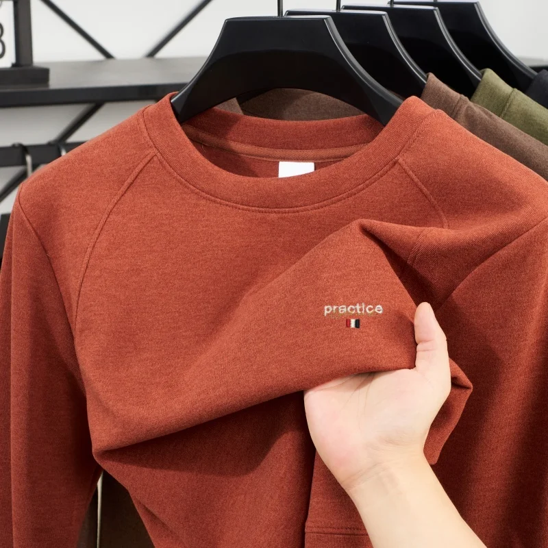 Luxury brand men's long sleeve round neck pullover autumn fashion 2025new embroidered badge original boutique top casual T-shirt