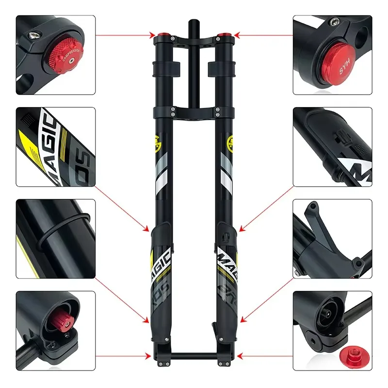 MAGICBROS Aluminum Inverted Air Fork 26/27.5/29" 15x110/15x150mm Thru Axle 160/200mm Travel MTB Front Fork view 2