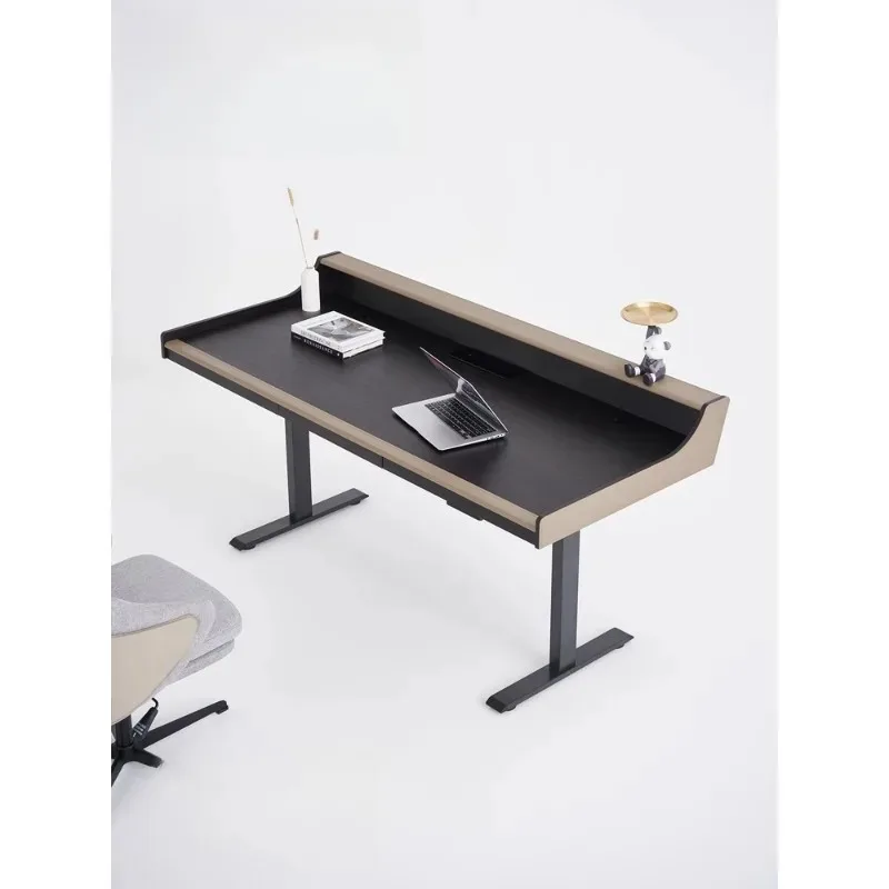 Italian minimalist smart desk electric lifting table legsShu Computer desk household saddle leather