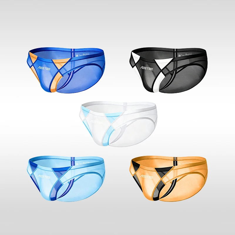 3PCS Ultra Thin Breathable Japanese-Style Transparent Sexy Men's Underwear Triangle Briefs With Smooth Ice Silk And Low Waist