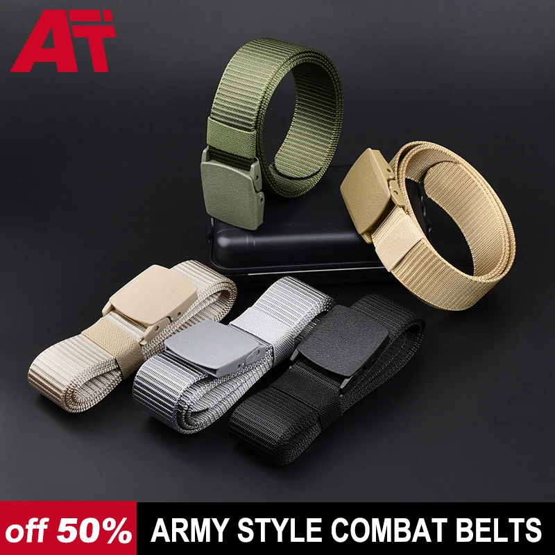 5 Color WADSN Tactical Belt Nylon Fast-drying Woven Canvas Automatic Buckle Nylon Belt Outdoor Hunting Clothing Matching