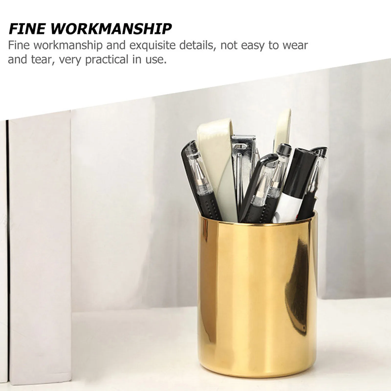 Stainless Steel Pen Holder Desk Organizer for Pens, Brushes, Makeup Tools & Pencils – Premium Storage Container