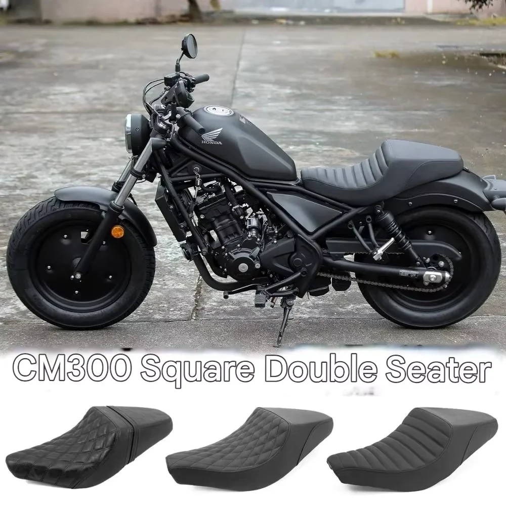 For Rebel CM300 CM500 Hump Style Cafe Racer Seat - Retro Caterpillar Stitch Comfort Cushion Ergonomic Pressure Relief Design
