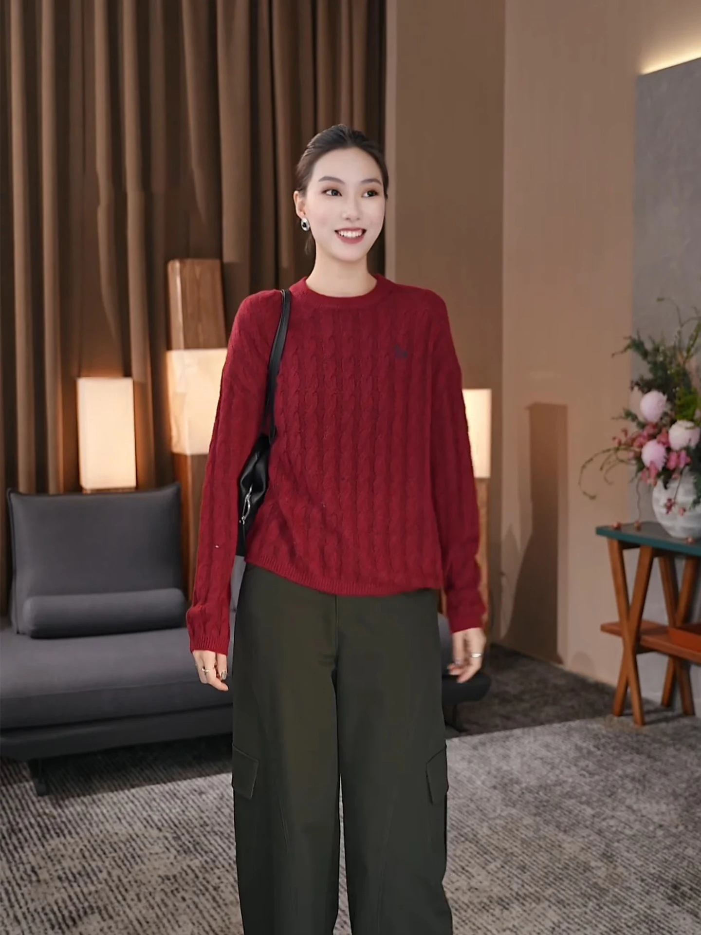 

Retro Knitted Sweater Women's round Ne Pullover Woolen Camere Soft Warm Winter New Sle Loose Fit Embroidered Casual Fas...