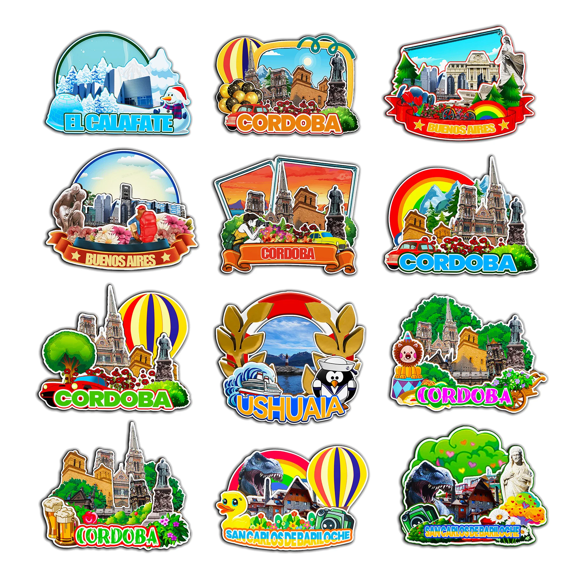 مغناطيس ديكور لـ Ushuaia Cordoba San Carlos De Bariloche Buenos Aires El Calafate Argentina City Landmark تذكارية للسفر