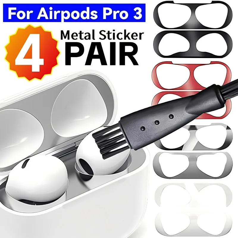 Protection contre la poussière en métal pour Airpods Pro3, Film autocollant, protection anti-poussière, couverture Ultra fine, outil de nettoyage des écouteurs, accessoires