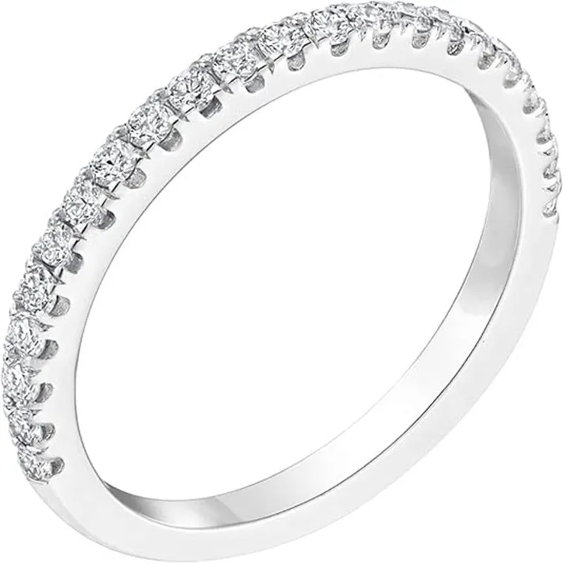 OXTAO Certified Half Eternity Moissanite Bridal Ring Real 925 Silver Luxury Female Rings 18K White Plated Wedding Band Jewelry