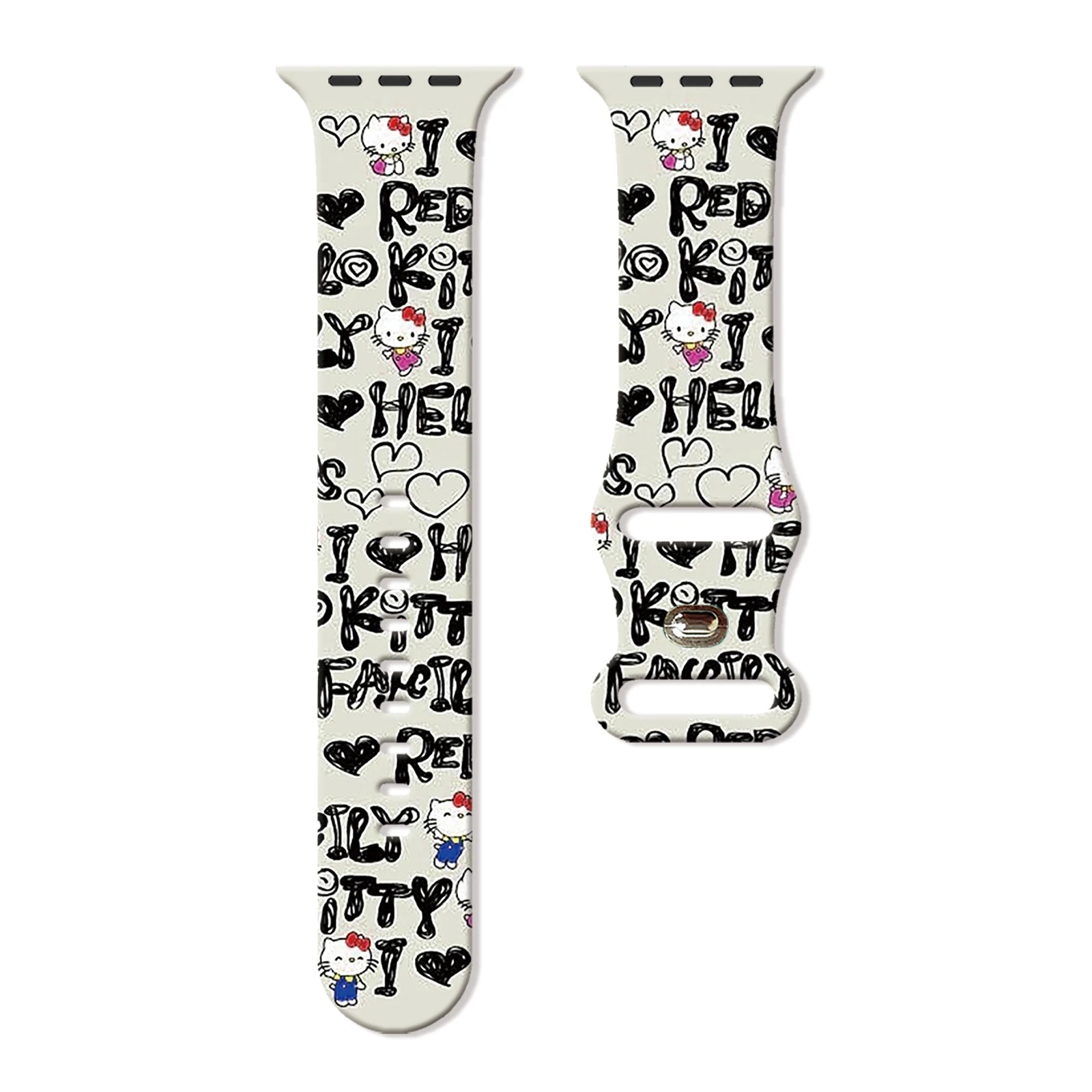 

Sanrio Duoduo KT Cat Printed Strap for Apple Watch 11 10 9 8 7Silicone Band Replaceable Bracelet for iWatch 45mm 44mm 42mm 41mm