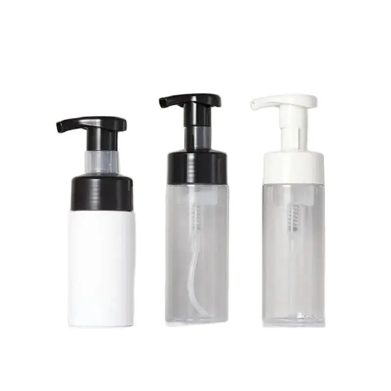 20pcs 100ml 150ml Transparent PET Foam Bottle Black White Pump Empty Cosmetic Packing Facial Cleanser Refillable Mousse Bottles