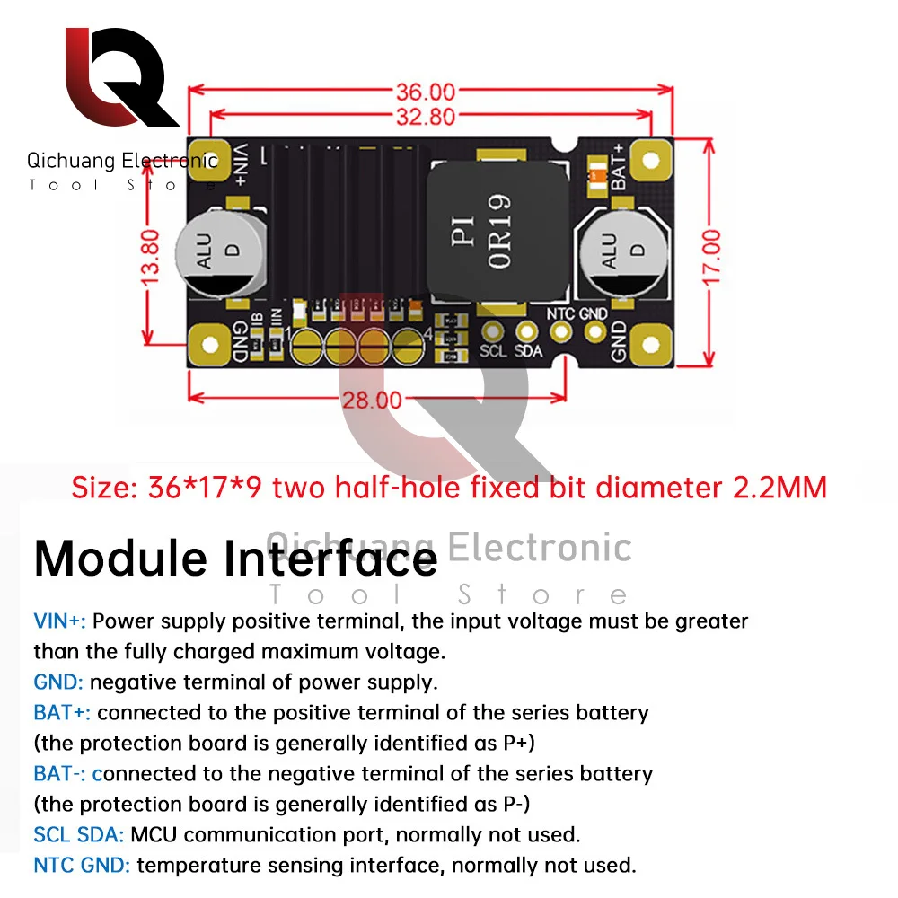 1S 2S 3S 4S 3A 40W Li-ion Battery Charging Buck Module Current Adjustable with Temperature Protection 5-26V Input Charger Module