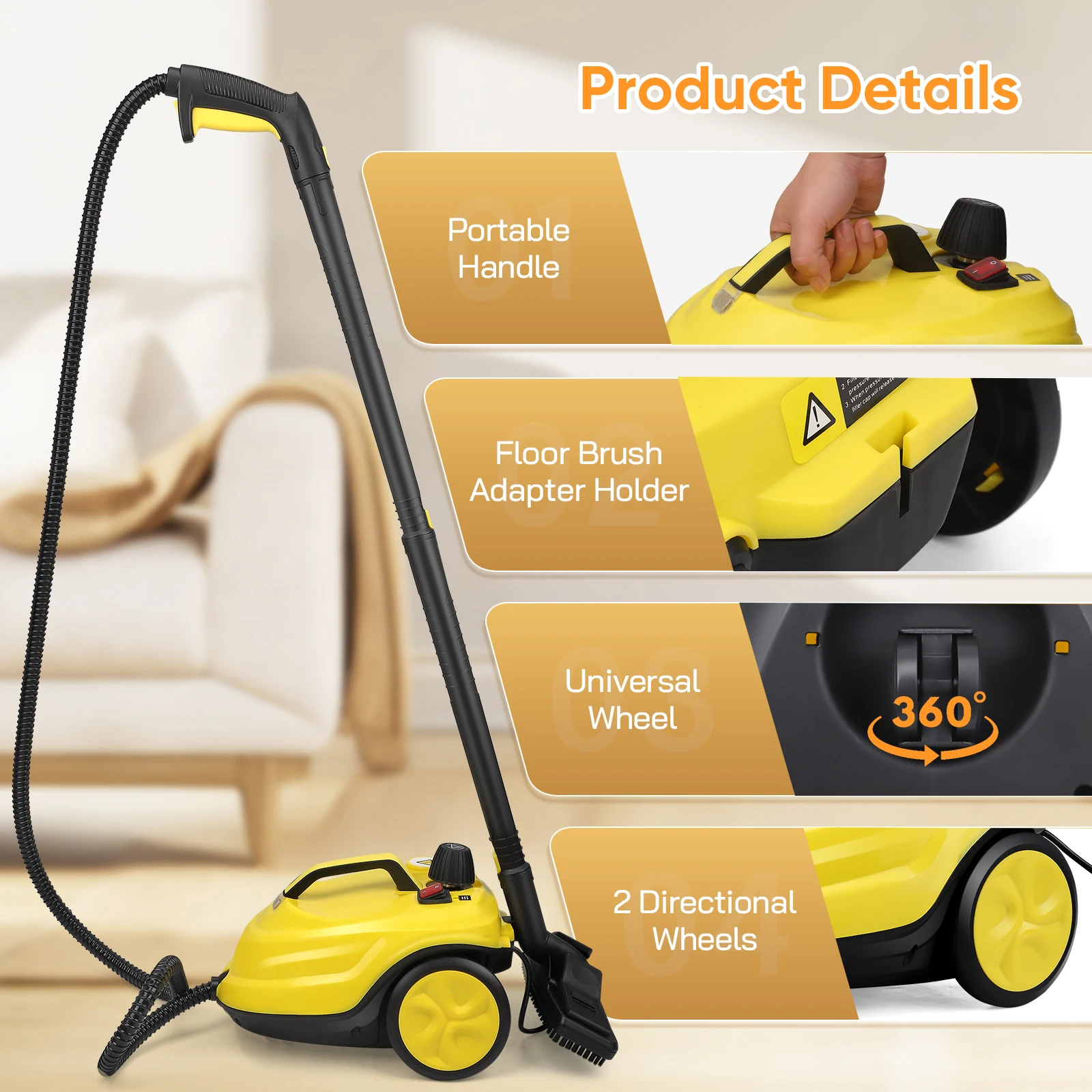 2000W Electric Steam Cleaner 220V Multifunctional High-temperature Sterilization and Disinfection Steam Cleaner for Car & Home