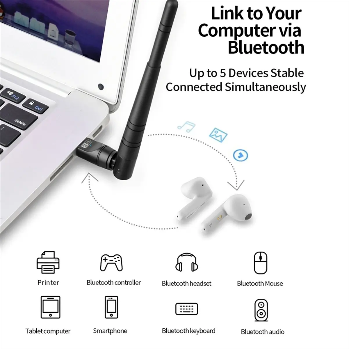 《Factory Direct》USB Bluetooth 6.0 Adapter BT6.0 USB Dongle Wireless Music Audio Receiver Transmitter A2DP/AAC/ for PC Mouse Keyb