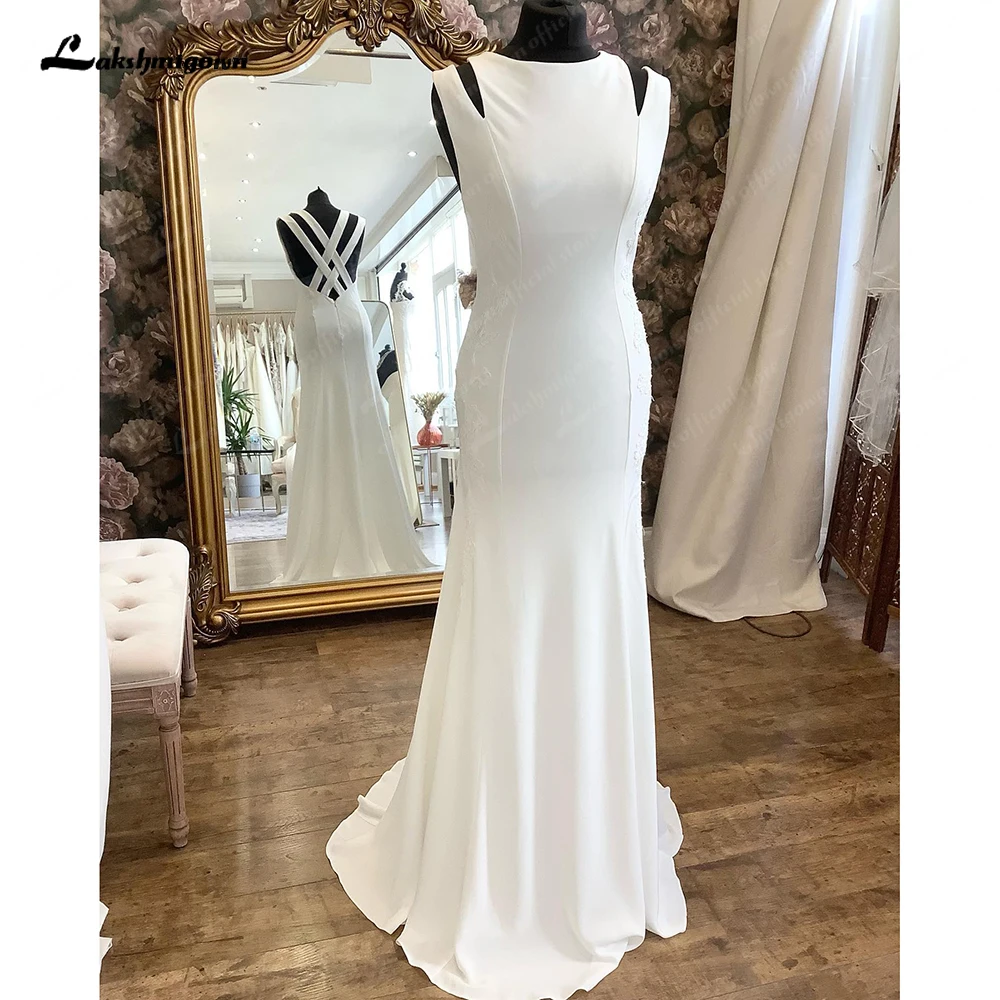 Lakshmigown-Vestido de casamento civil sereia boho para mulheres, vestido de cetim macio, vestido de noiva, Brautkleid, 2024