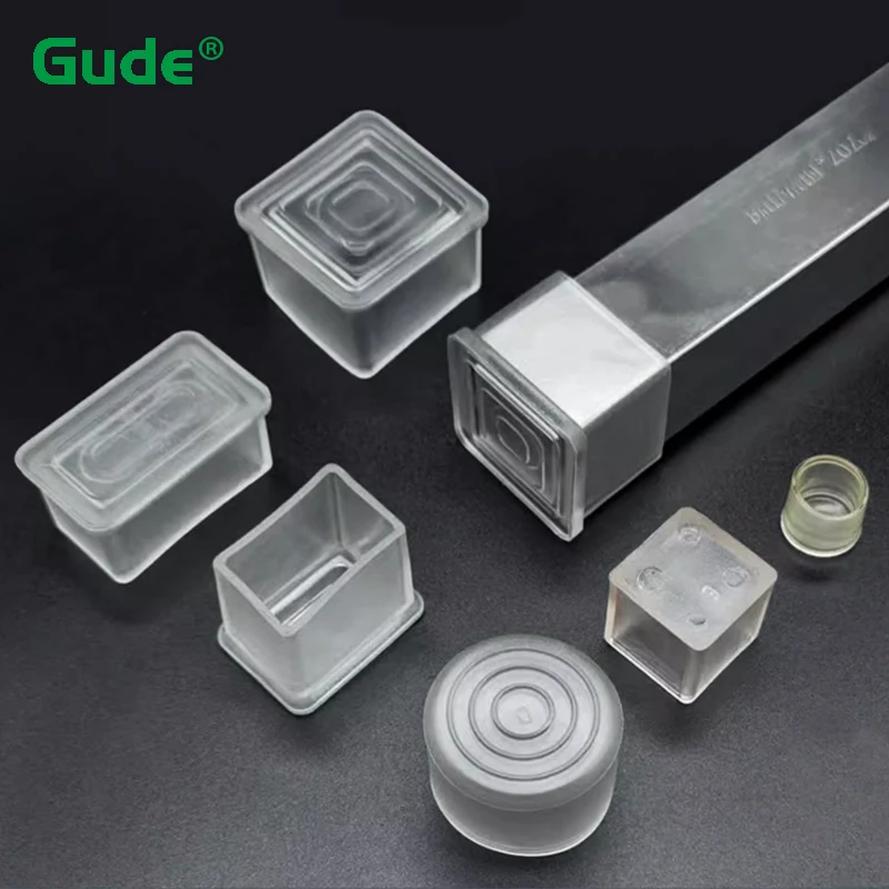 

Transparent Square/Round Pipe Tube End Caps Cover Chair Leg Floor Protector Non-slip Clear PVC Table Feet Pad