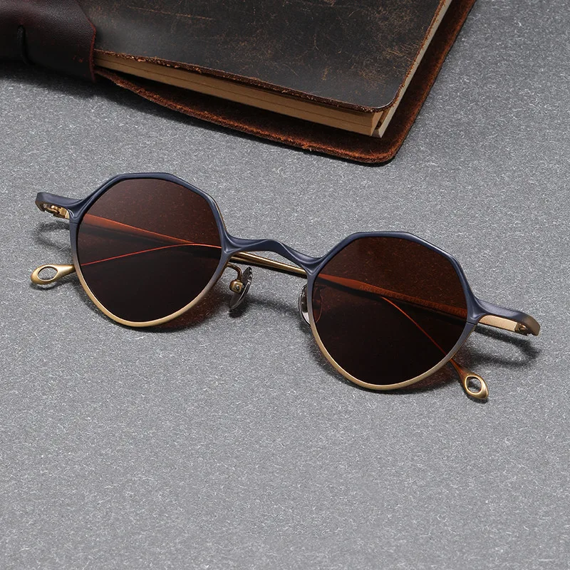 Luxury Pure Titanium Polarized Sunglasses Men Brand Designer Vintage Round UV400 Popular Sun Glasses For Women Shades