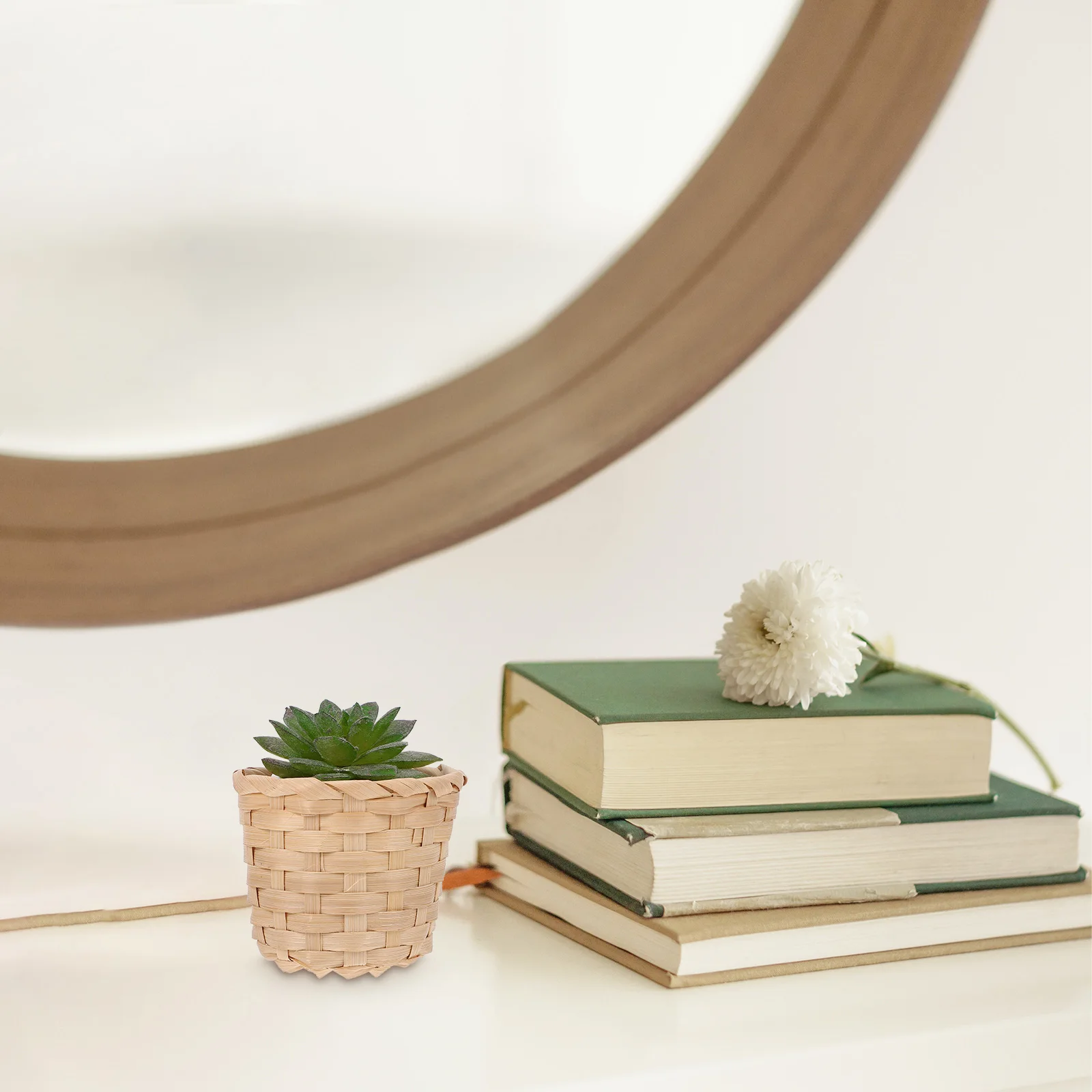 

10pcs Bamboo Woven Storage Baskets Lightweight Handmade Organizer For Home Office Fruit Food Container Portable Indoor