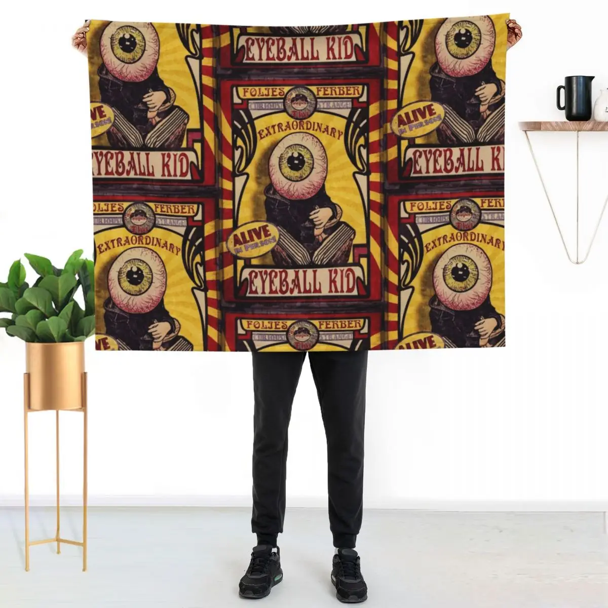 The Extraordinary Eyeball Kid: Sideshow Poster Throw Blanket Picnic Winter beds Fashion Sofas Comforter Designers Blankets