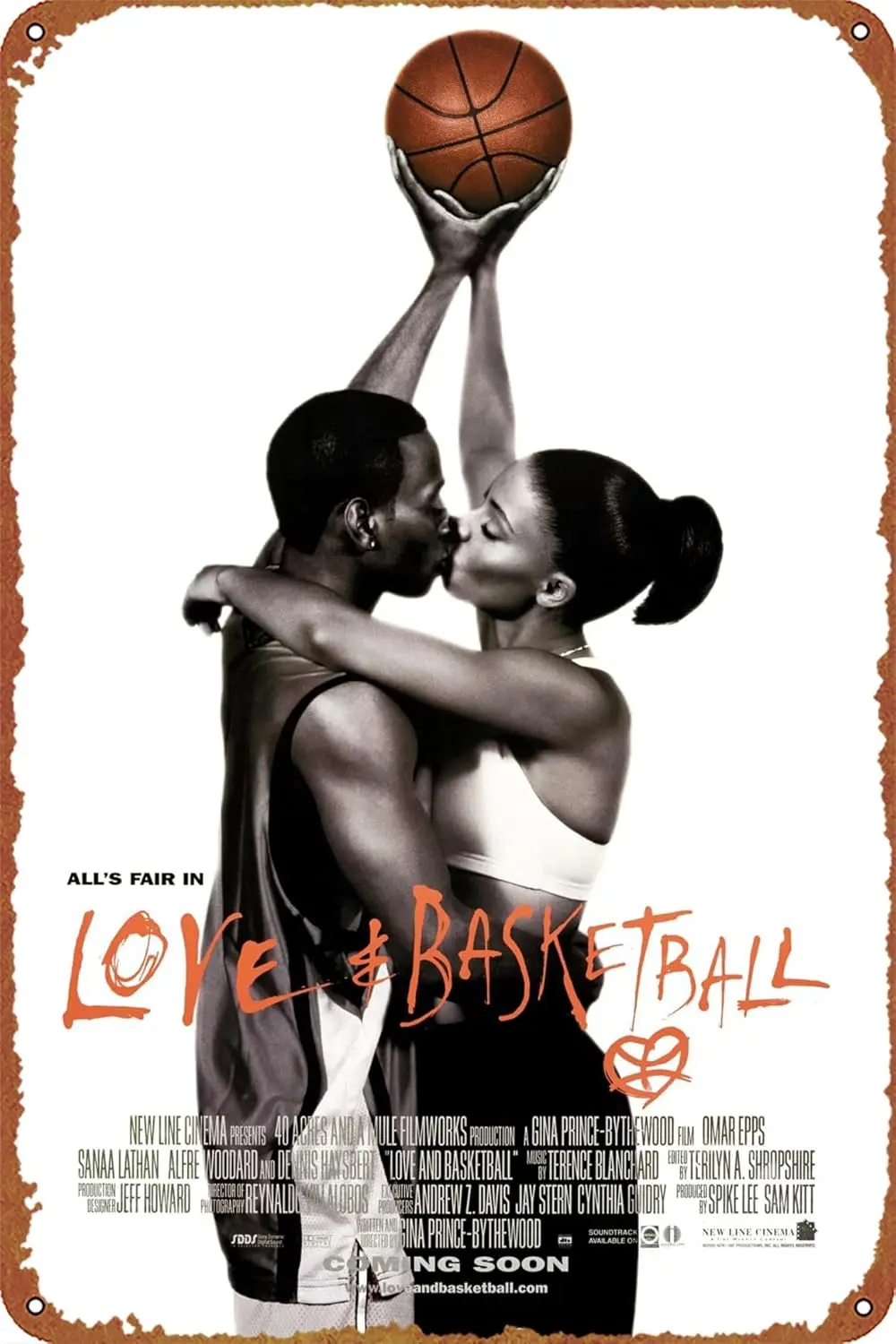 Love and Basketball Movie Poster Retro Metal Sign Vintage Tin Sign for Cafe Bar Home Wall Decor 12 X 8 inch sign