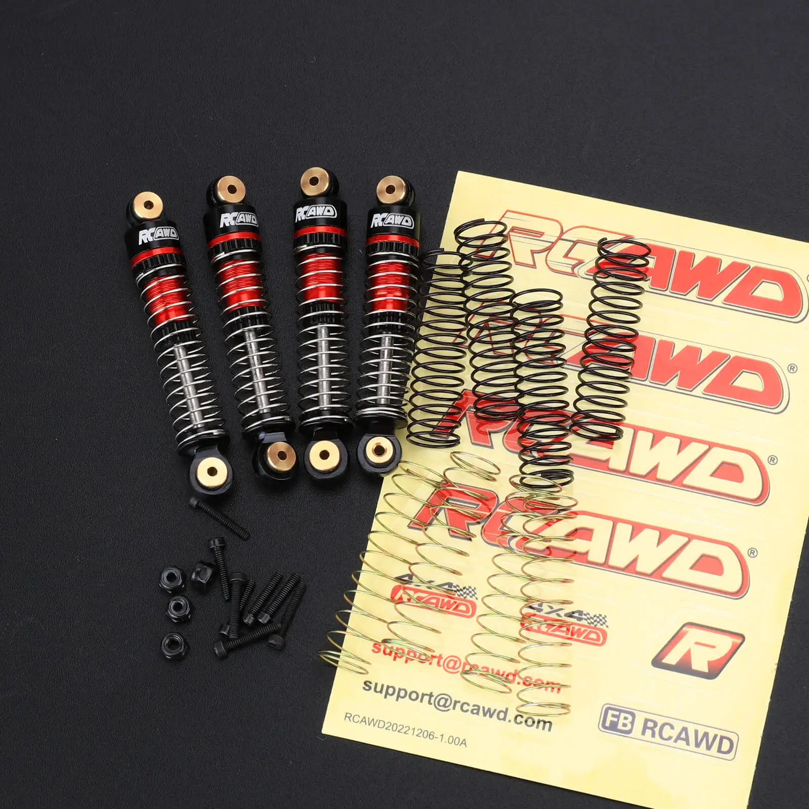 

RCAWD 4Pcs 47mm Metal Shock Absorber Oil Damper for Axial SCX24 1/24 RC Crawlers Front Rear Oil-Filled Shock Series Upgrade Part