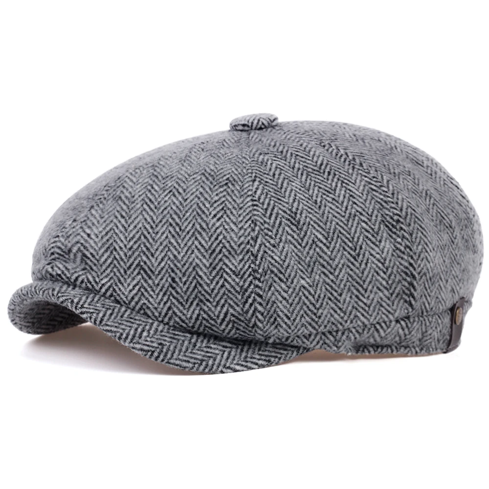 Winter-Flatcap aus Wolle, Vintage Achteckmütze, Herren Cabbie-Mütze, Ivy-Ohrenmütze, Irische Jagdmütze mit Ohrenklappen, Herren Newsboy-Mütze – Detail 3