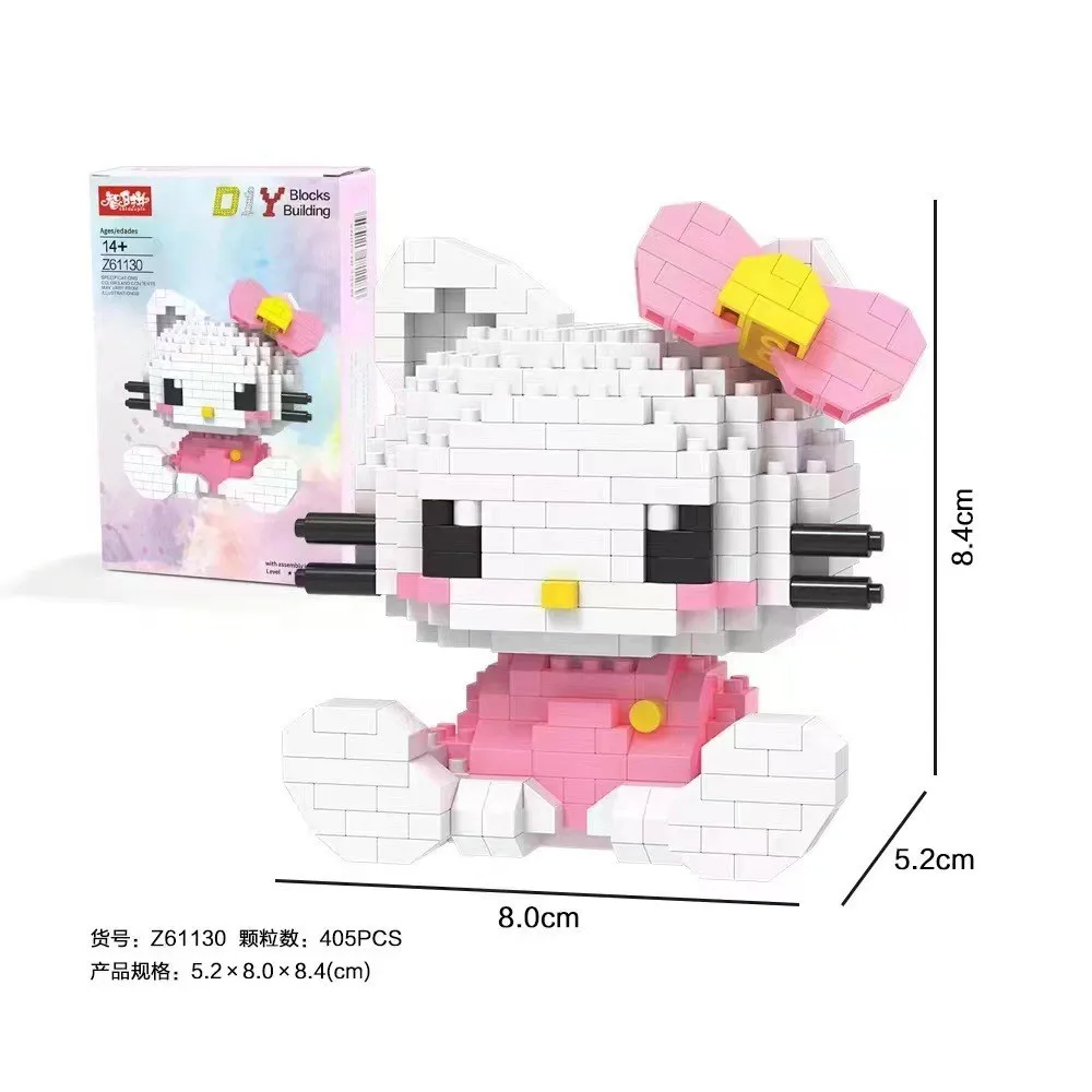 Hello Kitty Building Block Assembled Toys Decorative Ornament Sanrio Anime Figure Kuromi Model My Melody Children's Puzzle Gift