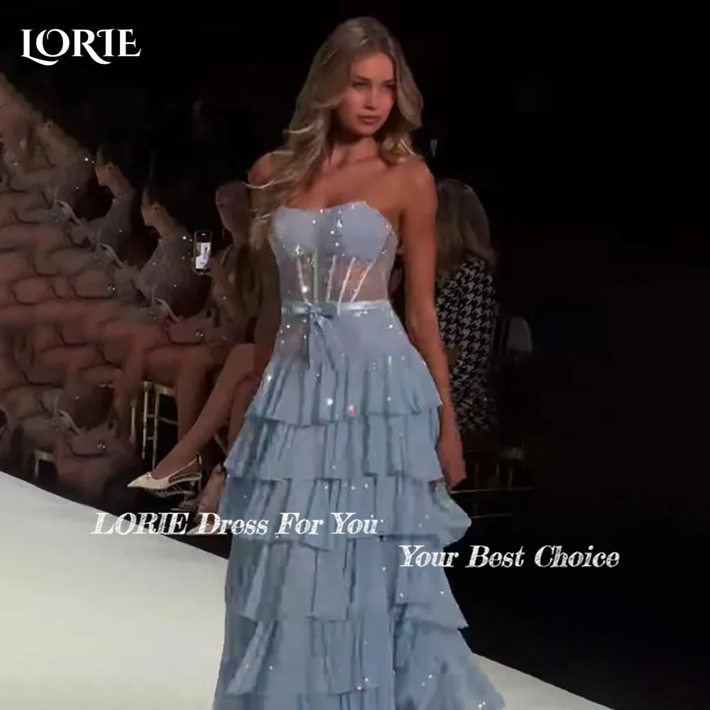 فستان سهرة من LORIE كريب على شكل قلب كشكش لامع مكشكش فستان للحفلات الراقصة كشكش على شكل حرف a ثنيات لامعة للحفلات مخصص للنادي #2