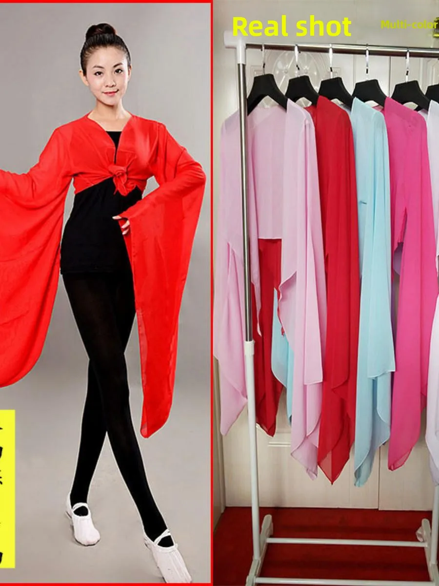 

Classical Chinese Hanfu Dance Costume Wide Sve Adult Women's Performance Top Cotton Traditional Ethnic Stage Outfit