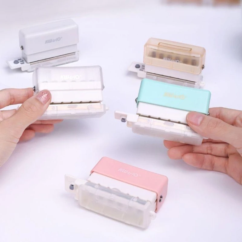 KW-TRIO صغير محمول متعدد الألوان لكمة ثقب الموثق لكمة 6 حفرة لكمة متعددة الوظائف دراسة المنظم ثقب لكمة #2