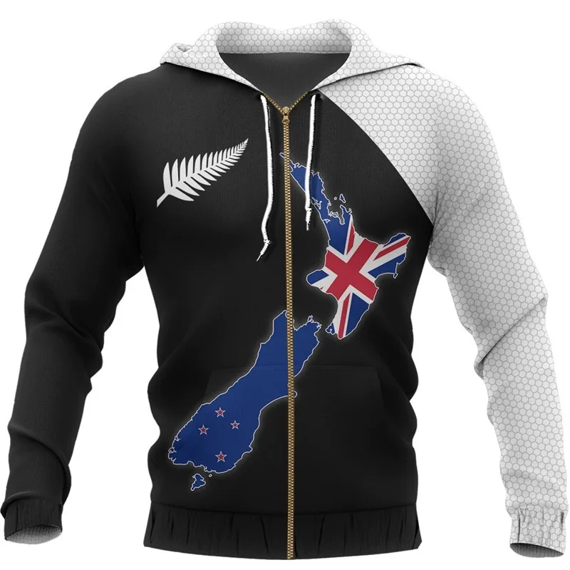 New Zealand Maori Red Fern Zip-Up 3d Printing Hoodie For Men Y2k New In Hoodies & Sweatshirts Hoody Sports Pullover Coat Tops