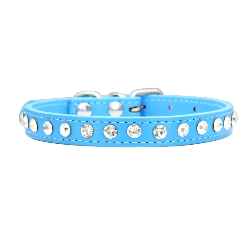 Gepersonaliseerde Strass Halsband 16 Kleuren Pu Leer Voor Kleine Hond Puppy Chihuahua Roze Pet Band Ketting Huisdier Accessoires